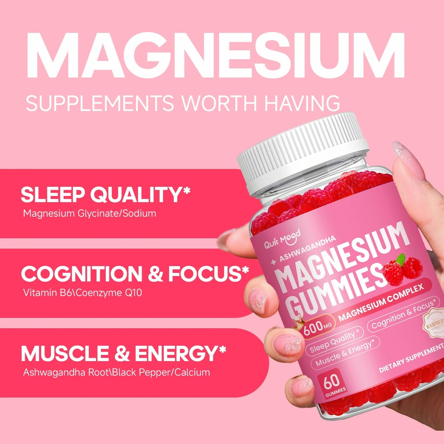 Quit mood Magnesium Glycinate Advanced Complex Gummies - With Ashwagandha